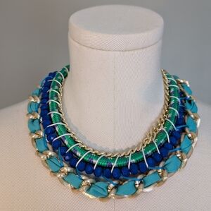 Yousi Y2K Statement Necklace Turquoise Boho Blue Beaded Adjustable